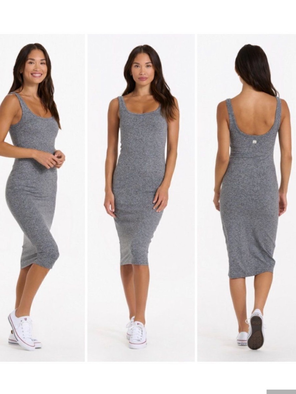 Vuori Women’s Heather Grey Halo Essential Midi Dress Medium
